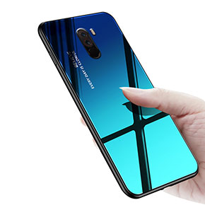 Custodia Silicone Ultra Sottile Morbida Specchio M03 per Xiaomi Pocophone F1 Blu