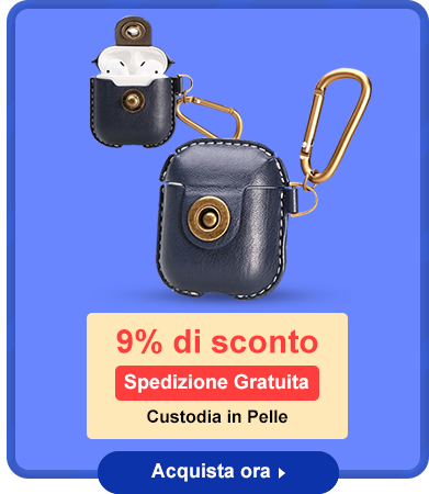 Custodia in Pelle con Moschettone per AirPods Custodia di Ricarica Blu