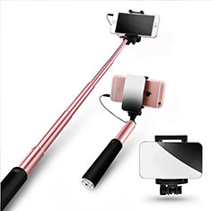 Bastoni Selfie Stick Asta Estensibile Cablato Universale S11 per Asus Zenfone 3 Deluxe ZS570KL ZS550ML Oro Rosa