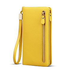 Borsetta Pochette Custodia In Pelle di Seta Universale T01 per Samsung Galaxy XCover 5 SM-G525F Giallo