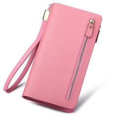 Borsetta Pochette Custodia In Pelle di Seta Universale T01 per Motorola Moto G Style Rosa