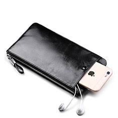 Borsetta Pochette Custodia In Pelle Universale H08 per Sharp AQUOS Sense4 Plus Nero