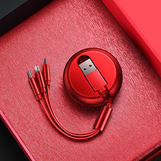 Rosso Cavo da Lightning USB a Cavetto Ricarica Carica Android Micro USB C09 per Apple iPad 10.2 (2020) Rosso