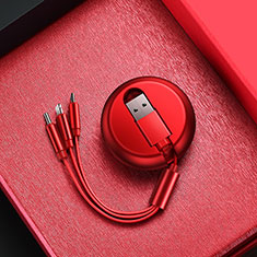 Cavo da Lightning USB a Cavetto Ricarica Carica Android Micro USB C09 per Apple iPhone 14 Plus Rosso