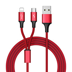 Cavo da Lightning USB a Cavetto Ricarica Carica Android Micro USB ML05 per Apple iPhone SE3 2022 Rosso