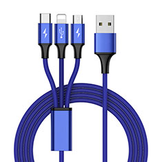 Cavo da Lightning USB a Cavetto Ricarica Carica Android Micro USB Type-C ML01 per Wiko Sunset Blu