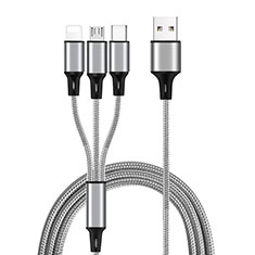 Cavo da Lightning USB a Cavetto Ricarica Carica Android Micro USB Type-C ML08 per Xiaomi Redmi K20 Argento