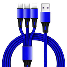 Cavo da Lightning USB a Cavetto Ricarica Carica Android Micro USB Type-C ML09 Blu