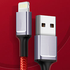 Cavo da USB a Cavetto Ricarica Carica C03 per Apple iPhone 8 Plus Rosso