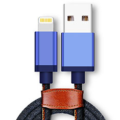 Cavo da USB a Cavetto Ricarica Carica D01 per Apple iPhone 11 Pro Blu