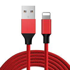 Cavo da USB a Cavetto Ricarica Carica D03 per Apple iPhone Xs Rosso