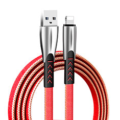 Cavo da USB a Cavetto Ricarica Carica D25 per Apple iPhone 7 Plus Rosso