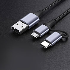 Cavo Type-C e Mrico USB Android Universale 3A H01 per Realme 7 Grigio Scuro