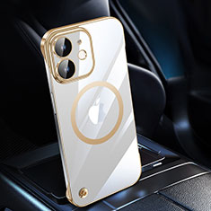 Cover Crystal Trasparente Rigida Cover con Mag-Safe Magnetic QC1 per Apple iPhone 12 Mini Oro