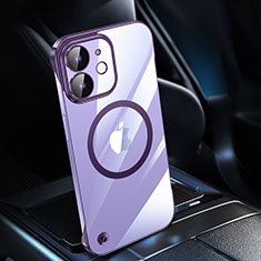 Cover Crystal Trasparente Rigida Cover con Mag-Safe Magnetic QC1 per Apple iPhone 12 Mini Viola