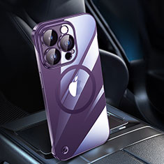 Cover Crystal Trasparente Rigida Cover con Mag-Safe Magnetic QC1 per Apple iPhone 14 Pro Viola