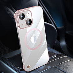 Cover Crystal Trasparente Rigida Cover con Mag-Safe Magnetic QC1 per Apple iPhone 15 Oro Rosa