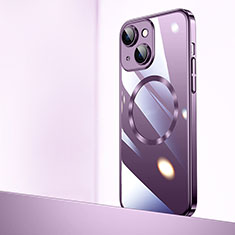 Cover Crystal Trasparente Rigida Cover con Mag-Safe Magnetic QC2 per Apple iPhone 14 Plus Viola