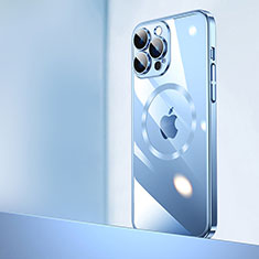 Cover Crystal Trasparente Rigida Cover con Mag-Safe Magnetic QC2 per Apple iPhone 14 Pro Max Blu