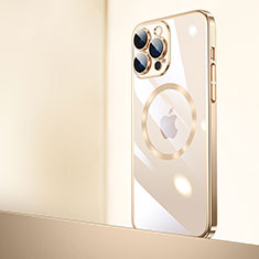 Cover Crystal Trasparente Rigida Cover con Mag-Safe Magnetic QC2 per Apple iPhone 14 Pro Max Oro