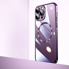 Cover Crystal Trasparente Rigida Cover con Mag-Safe Magnetic QC2 per Apple iPhone 14 Pro Viola