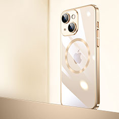 Cover Crystal Trasparente Rigida Cover con Mag-Safe Magnetic QC2 per Apple iPhone 15 Oro