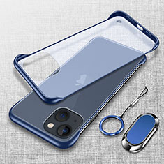 Cover Crystal Trasparente Rigida Cover con Magnetico Anello Supporto per Apple iPhone 13 Blu