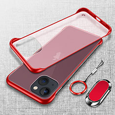 Cover Crystal Trasparente Rigida Cover con Magnetico Anello Supporto per Apple iPhone 13 Mini Rosso