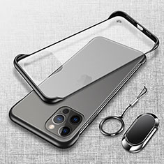 Cover Crystal Trasparente Rigida Cover con Magnetico Anello Supporto per Apple iPhone 13 Pro Nero