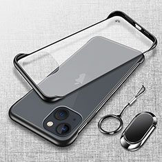 Cover Crystal Trasparente Rigida Cover con Magnetico Anello Supporto per Apple iPhone 14 Plus Nero