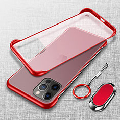 Cover Crystal Trasparente Rigida Cover con Magnetico Anello Supporto per Apple iPhone 14 Pro Max Rosso
