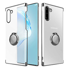 Cover Crystal Trasparente Rigida Cover con Magnetico Anello Supporto per Samsung Galaxy Note 10 5G Nero