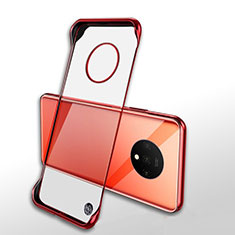 Cover Crystal Trasparente Rigida Cover H01 per OnePlus 7T Rosso