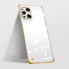 Cover Crystal Trasparente Rigida Cover H01 per Oppo Find X3 Pro 5G Oro