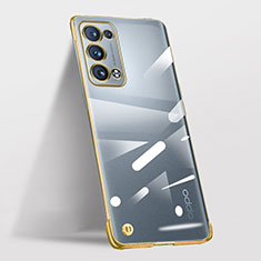 Cover Crystal Trasparente Rigida Cover H03 per Oppo Reno6 Pro 5G Oro