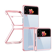 Cover Crystal Trasparente Rigida Cover H03 per Samsung Galaxy Z Flip4 5G Oro Rosa
