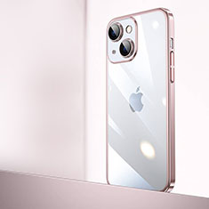 Cover Crystal Trasparente Rigida Cover QC2 per Apple iPhone 15 Plus Oro Rosa