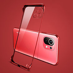 Cover Crystal Trasparente Rigida Cover S01 per Xiaomi Mi 11 Lite 4G Rosso