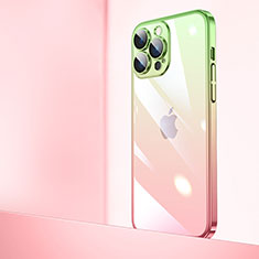 Cover Crystal Trasparente Rigida Cover Sfumato QC1 per Apple iPhone 14 Pro Rosa