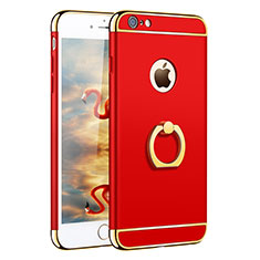Cover Lusso Metallo Laterale e Plastica con Anello Supporto A01 per Apple iPhone 6S Rosso