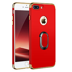 Cover Lusso Metallo Laterale e Plastica con Anello Supporto A01 per Apple iPhone 8 Plus Rosso