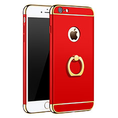 Cover Lusso Metallo Laterale e Plastica con Anello Supporto per Apple iPhone 6S Plus Rosso