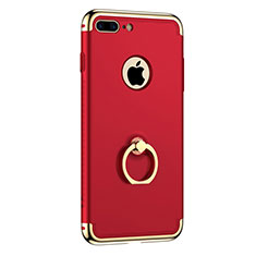 Cover Lusso Metallo Laterale e Plastica con Anello Supporto per Apple iPhone 8 Plus Rosso