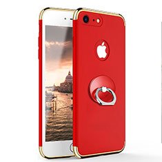 Cover Lusso Metallo Laterale e Plastica con Anello Supporto per Apple iPhone SE (2020) Rosso