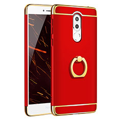 Cover Lusso Metallo Laterale e Plastica con Anello Supporto per Huawei Honor 6X Pro Rosso