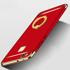 Cover Lusso Metallo Laterale e Plastica con Anello Supporto per Huawei P9 Lite Rosso