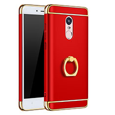 Cover Lusso Metallo Laterale e Plastica con Anello Supporto per Xiaomi Redmi Note 4 Standard Edition Rosso