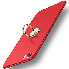 Cover Plastica Rigida Opaca con Anello Supporto A02 per Xiaomi Mi 5 Rosso
