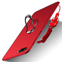 Cover Plastica Rigida Opaca con Anello Supporto e Cordoncino per Huawei Honor 10 Rosso