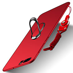 Cover Plastica Rigida Opaca con Anello Supporto e Cordoncino per Huawei P10 Rosso